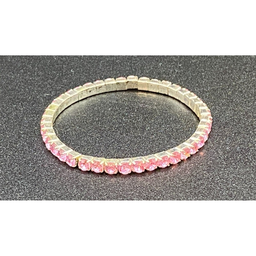 Light Pink Crystal Expandable Bracelet Good Condition VINTAGE - Picture 2 of 3